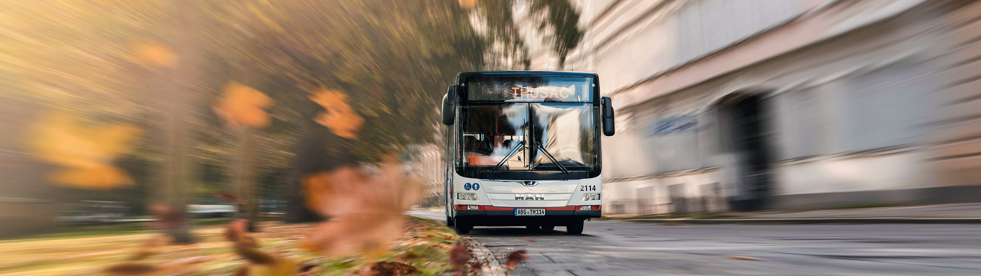 THÜSAC Bus im Herbst